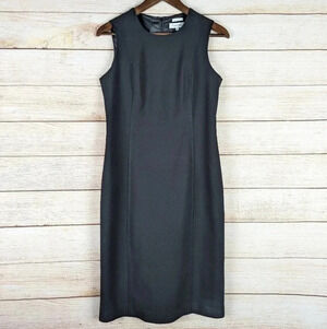 Calvin Klein Stretch Women's Size 4 Sheath Dress Black Sleeveless Back Zip Lined